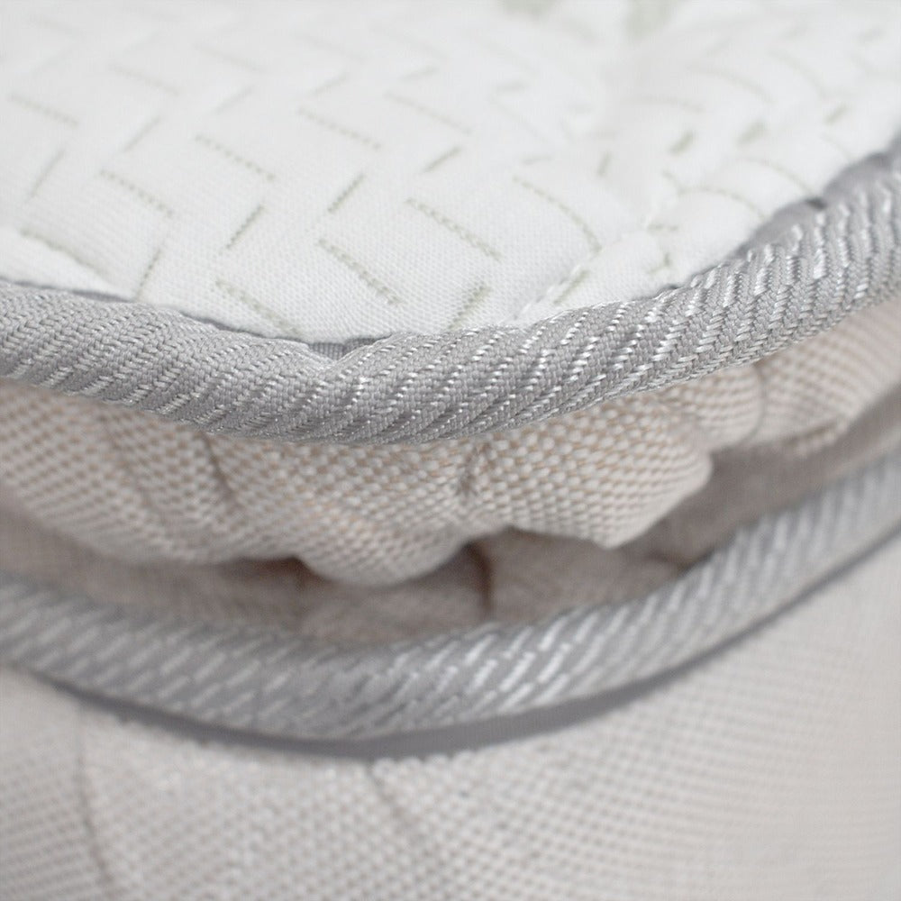 Colchón 2 Pillow King 200x200 Sensia Bamboo + Base Cama Tapizada Tela Premium Gris