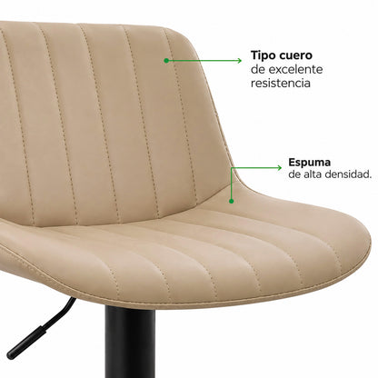 Silla De Barra Favil Tipo Cuero Taupe