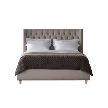 Base Cama con Espaldar + Colchon Semidoble Marfil  taupe