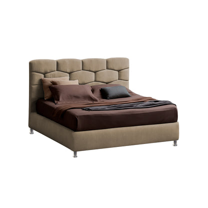 Base Cama con Espaldar + Colchon Doble Esmeralda  taupe