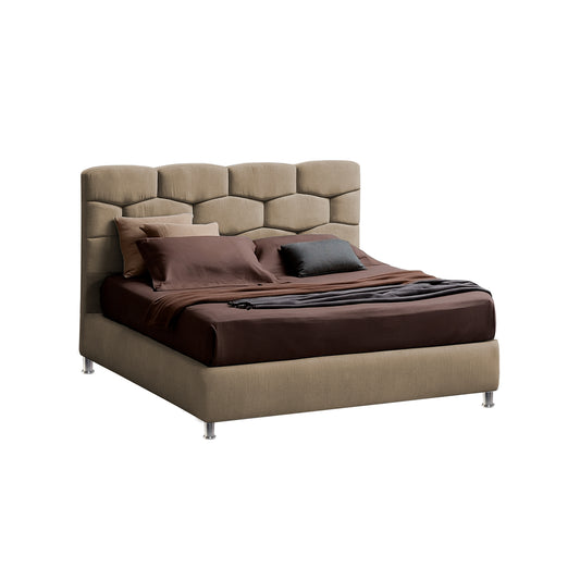 Base Cama con Espaldar + Colchon Doble Esmeralda  taupe