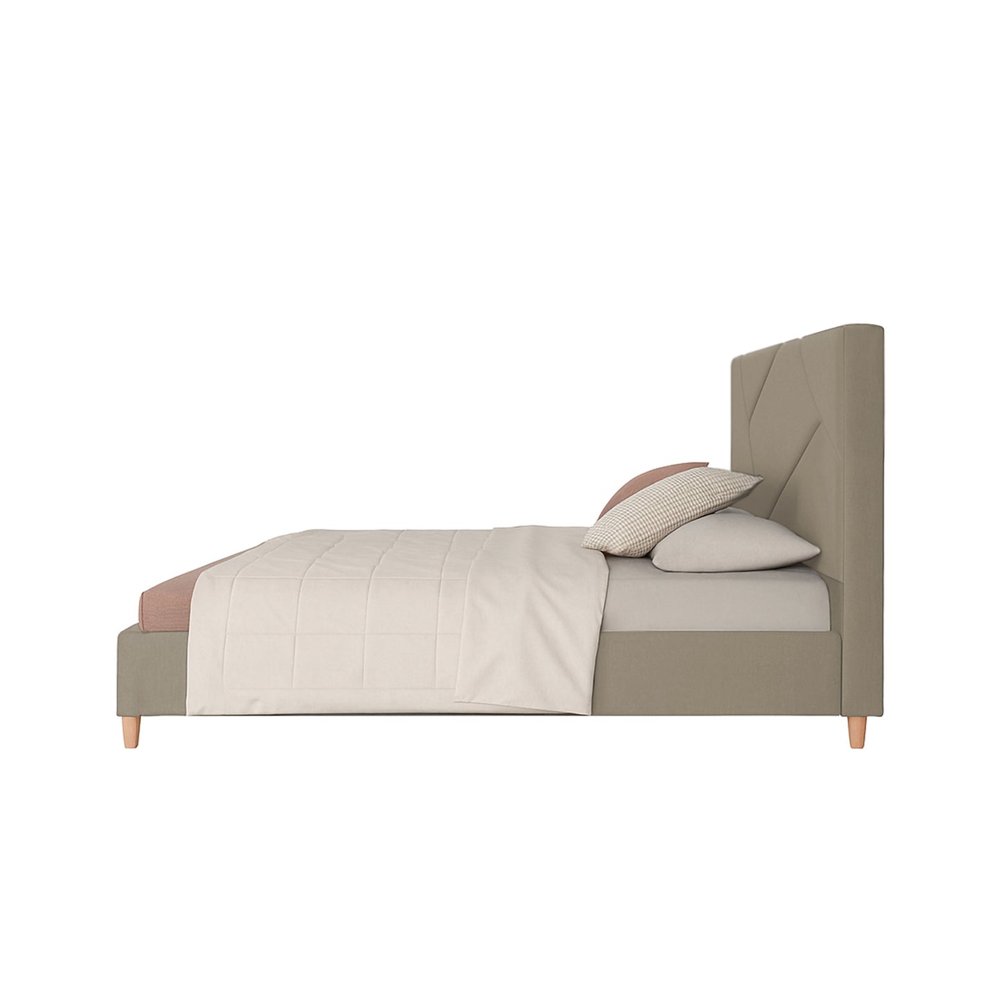 Base Cama Con Espaldar King Hampton Taupe