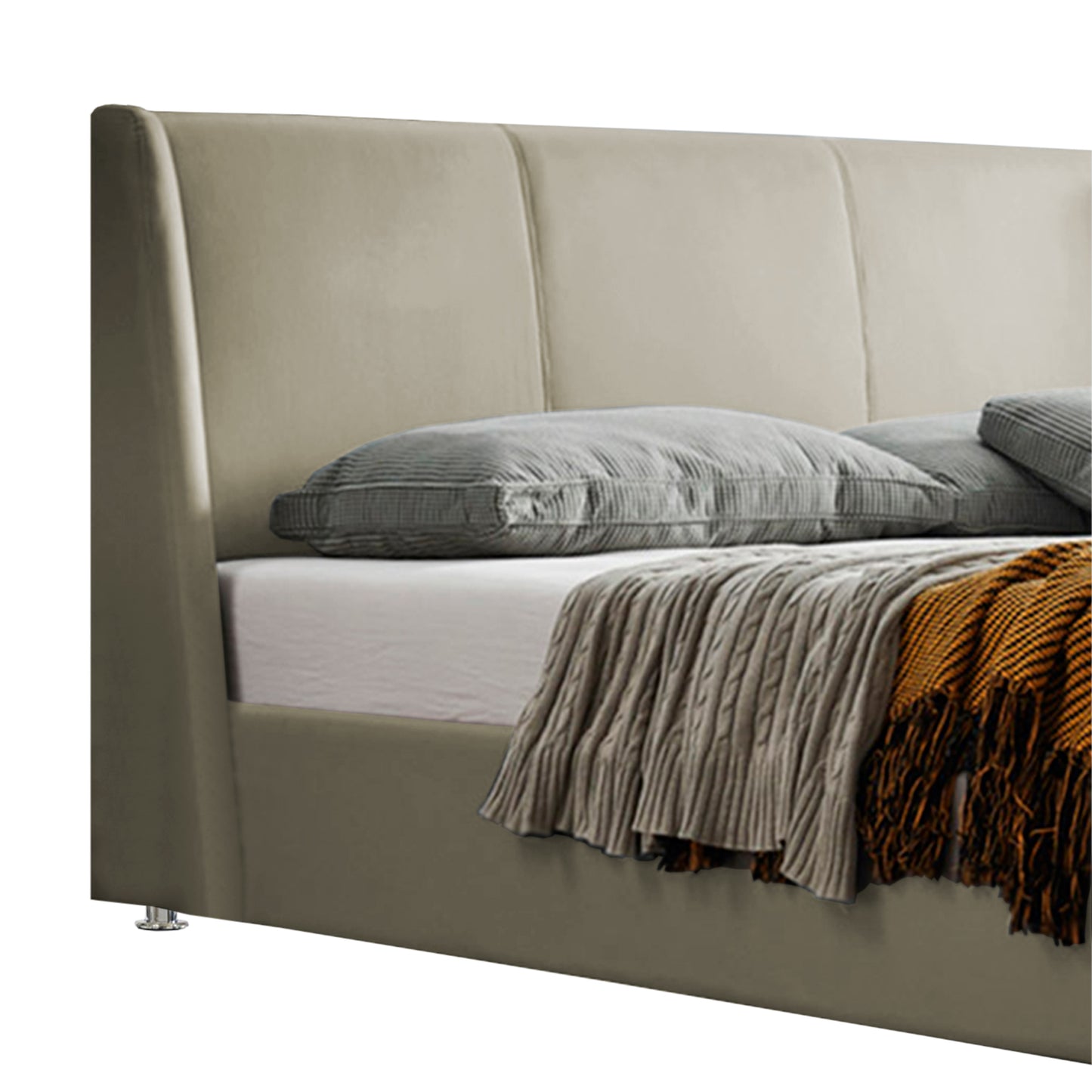 Base Cama Con Espaldar Queen Mousai Taupe