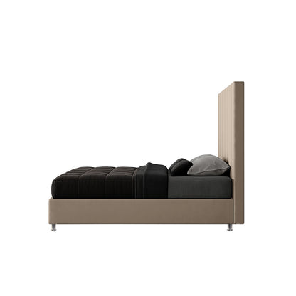 Base Cama con Espaldar + Colchon Doble Natura  taupe