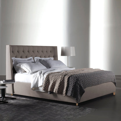 Base Cama con Espaldar + Colchon Doble Marfil  taupe