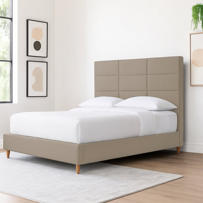 Base Cama Con Espaldar Sencillo Delhi Taupe
