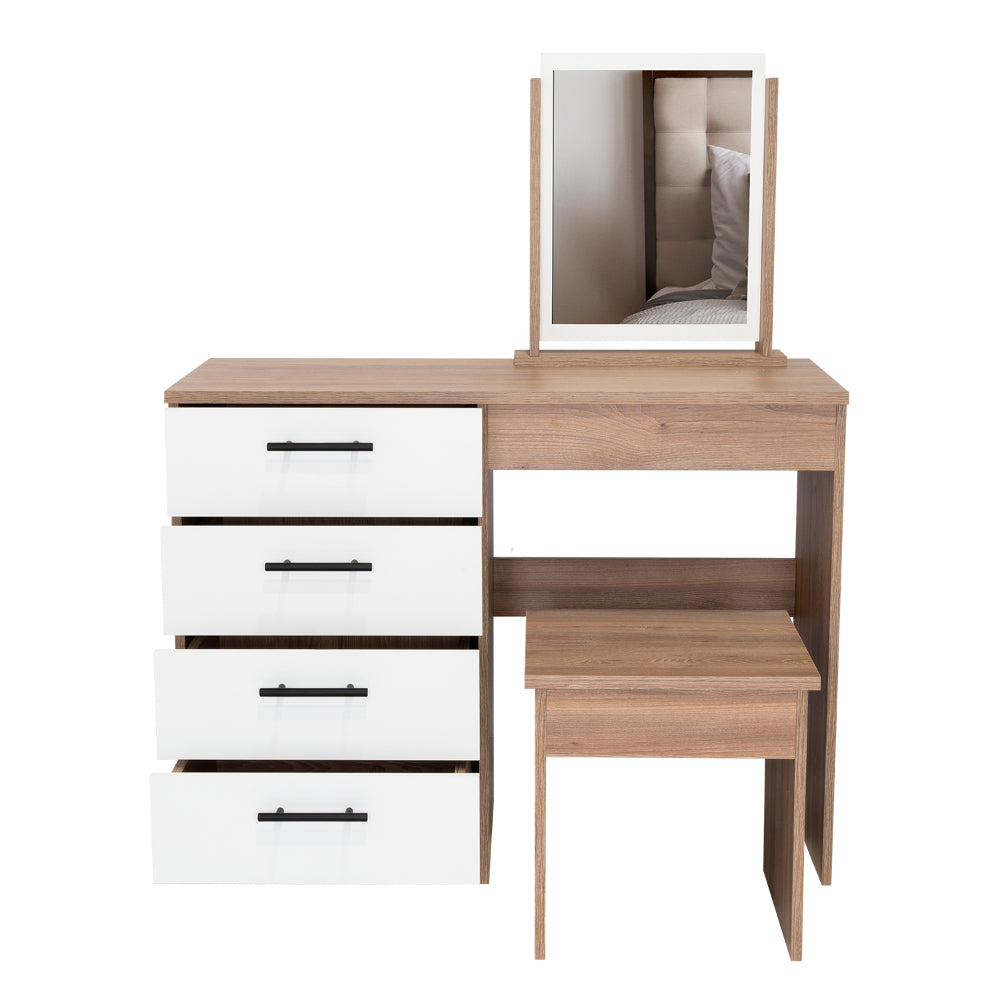 Mueble Tocador Okria Miel Y Blanco