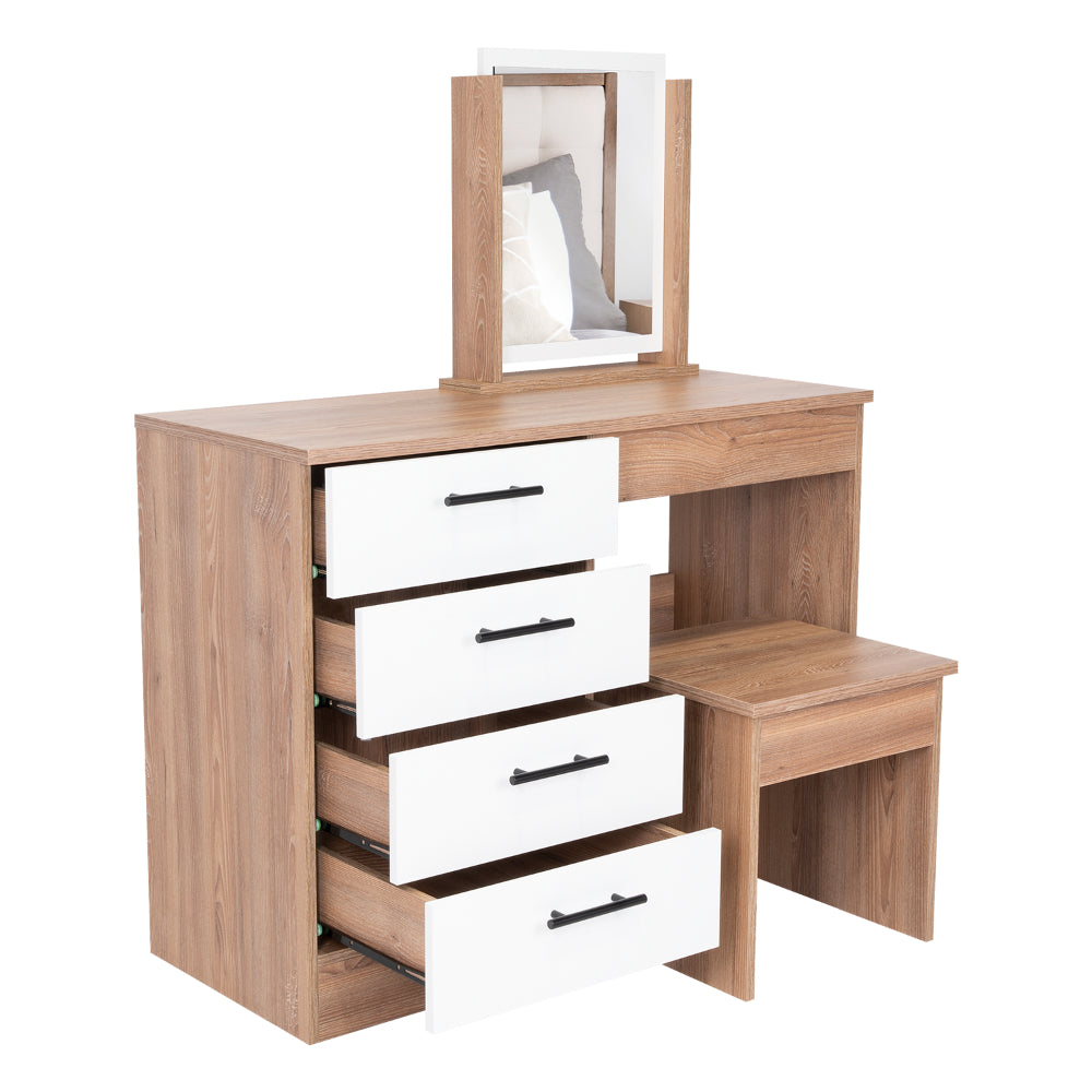 Mueble Tocador Okria Miel Y Blanco
