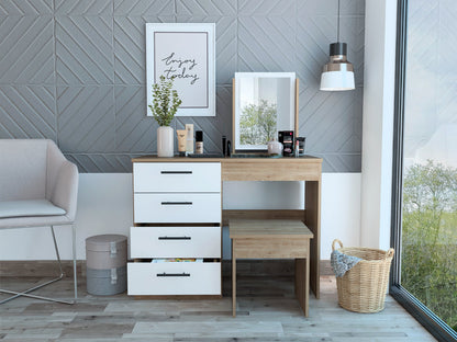 Mueble Tocador Okria Miel Y Blanco