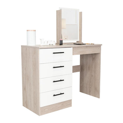 Mueble Tocador Okria Ceniza Y Blanco
