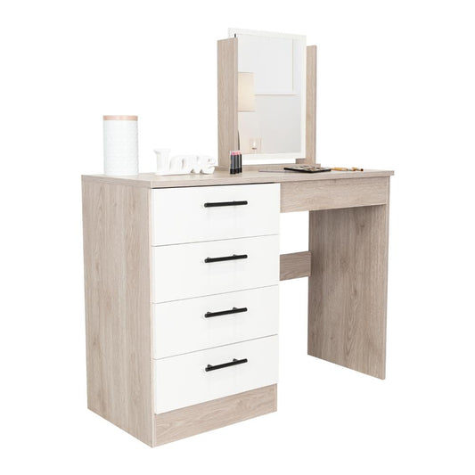 Mueble Tocador Okria Ceniza Y Blanco