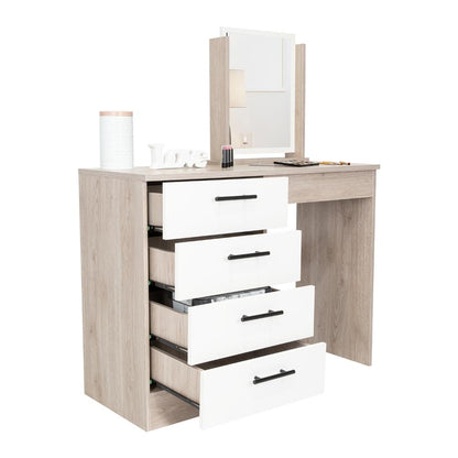 Mueble Tocador Okria Ceniza Y Blanco