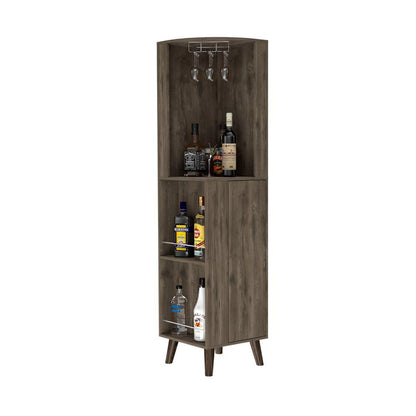 Bar Esquinero Molero, Nogal, Con 1 Cajonera Para Almacenamiento