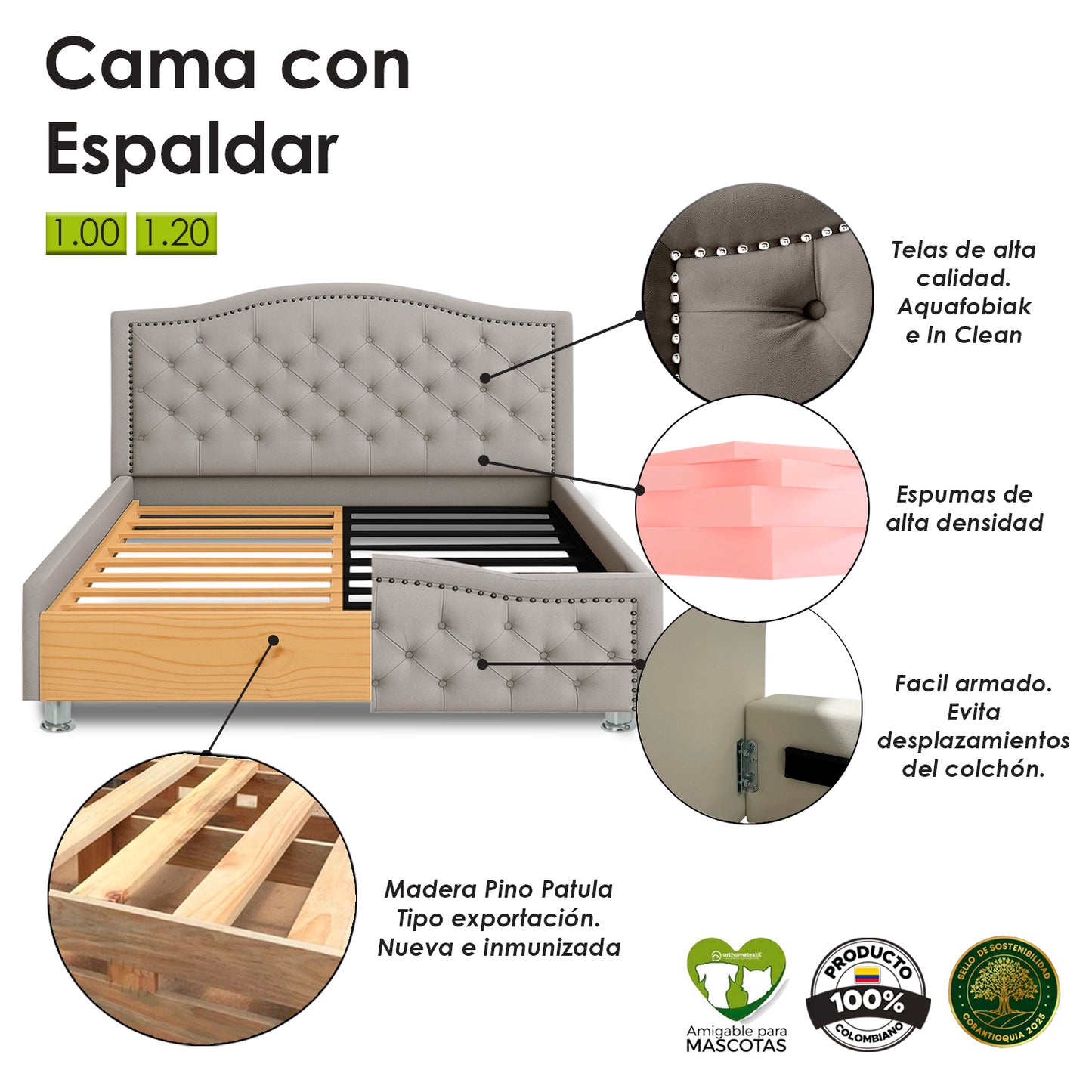 Cama Sencilla Infantil Venecia  taupe