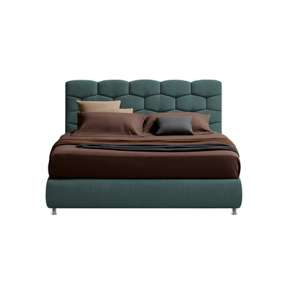 Base Cama con Espaldar + Colchon Doble Esmeralda  verde
