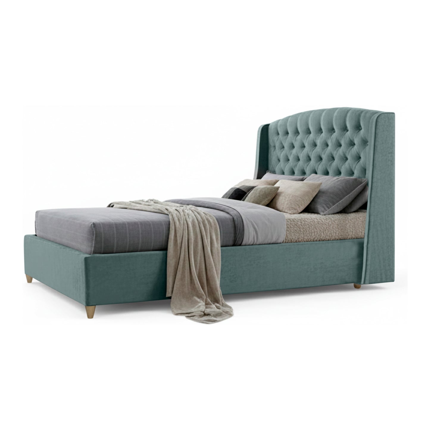 Base Cama Con Espaldar Queen Italia Verde