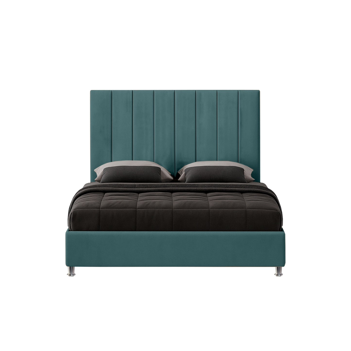 Base Cama con Espaldar + Colchon Doble Natura  verde