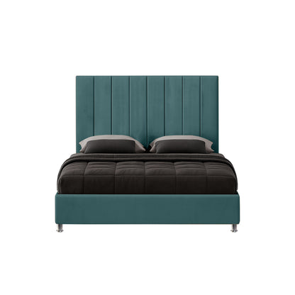 Base Cama con Espaldar + Colchon Doble Natura  verde