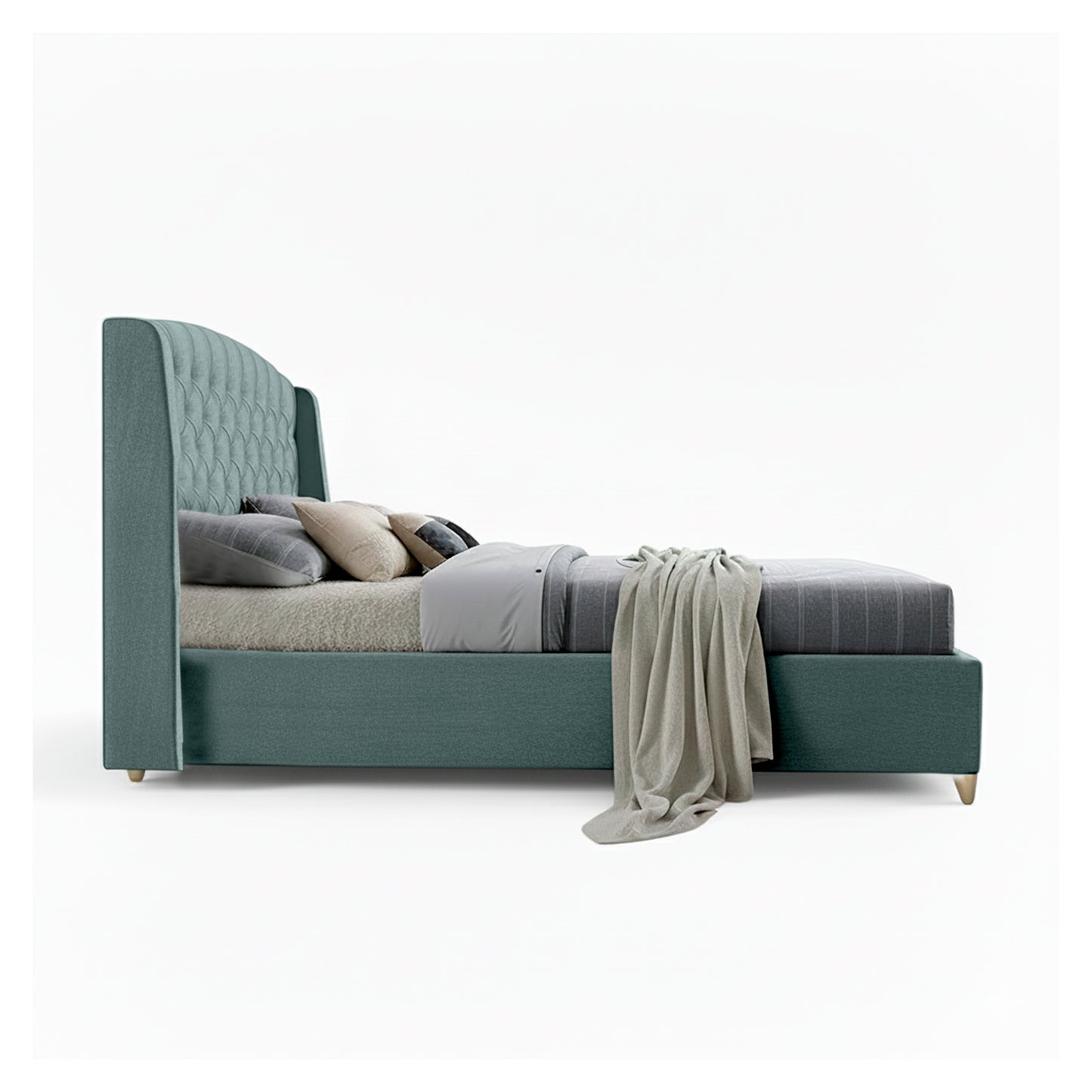 Base Cama Con Espaldar Queen Italia Verde