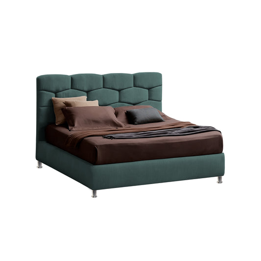 Base Cama con Espaldar + Colchon Doble Esmeralda  verde