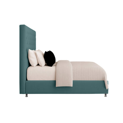 Base Cama con Espaldar + Colchon + Puff Baul Semidoble Paris  verde