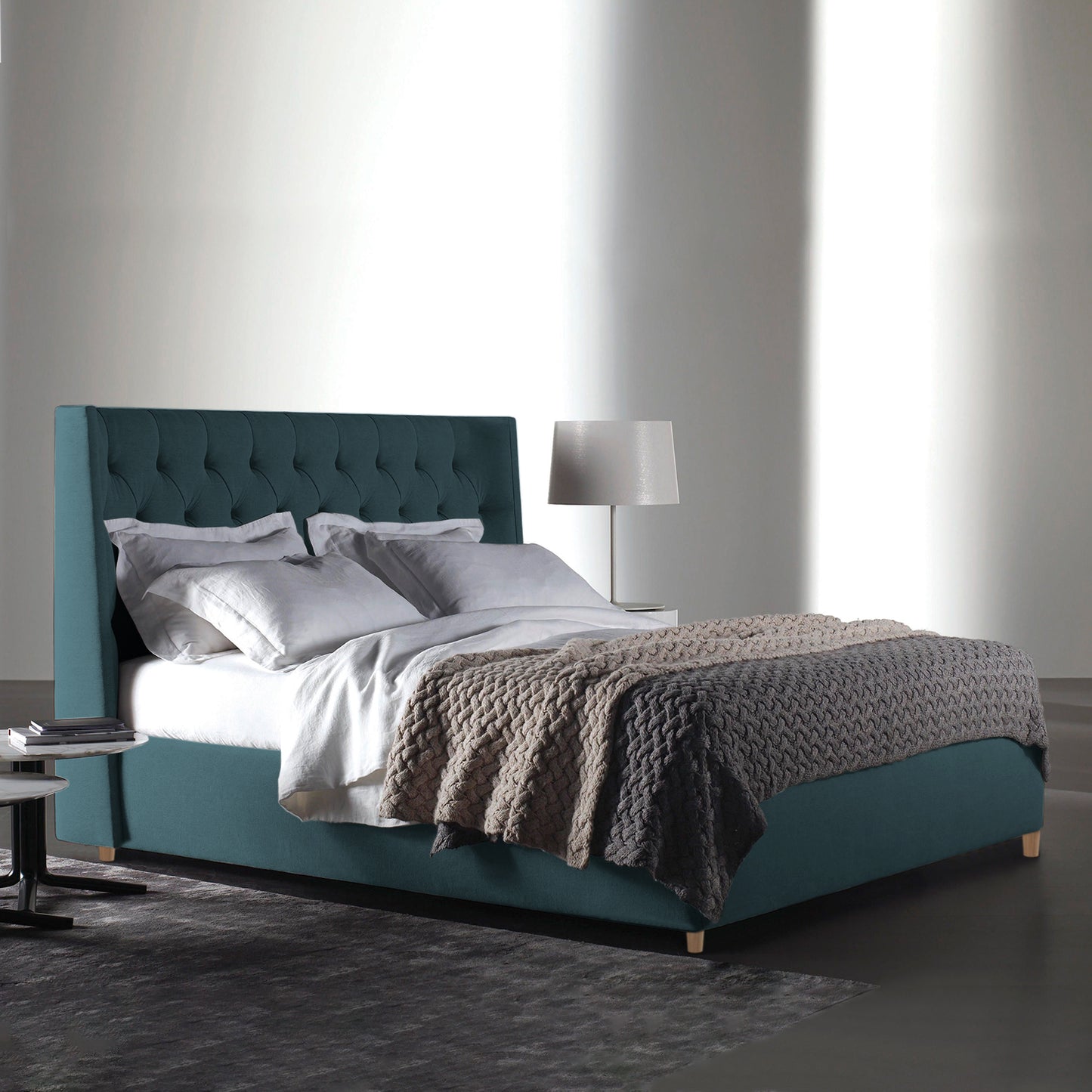 Base Cama Con Espaldar King Marfil Verde