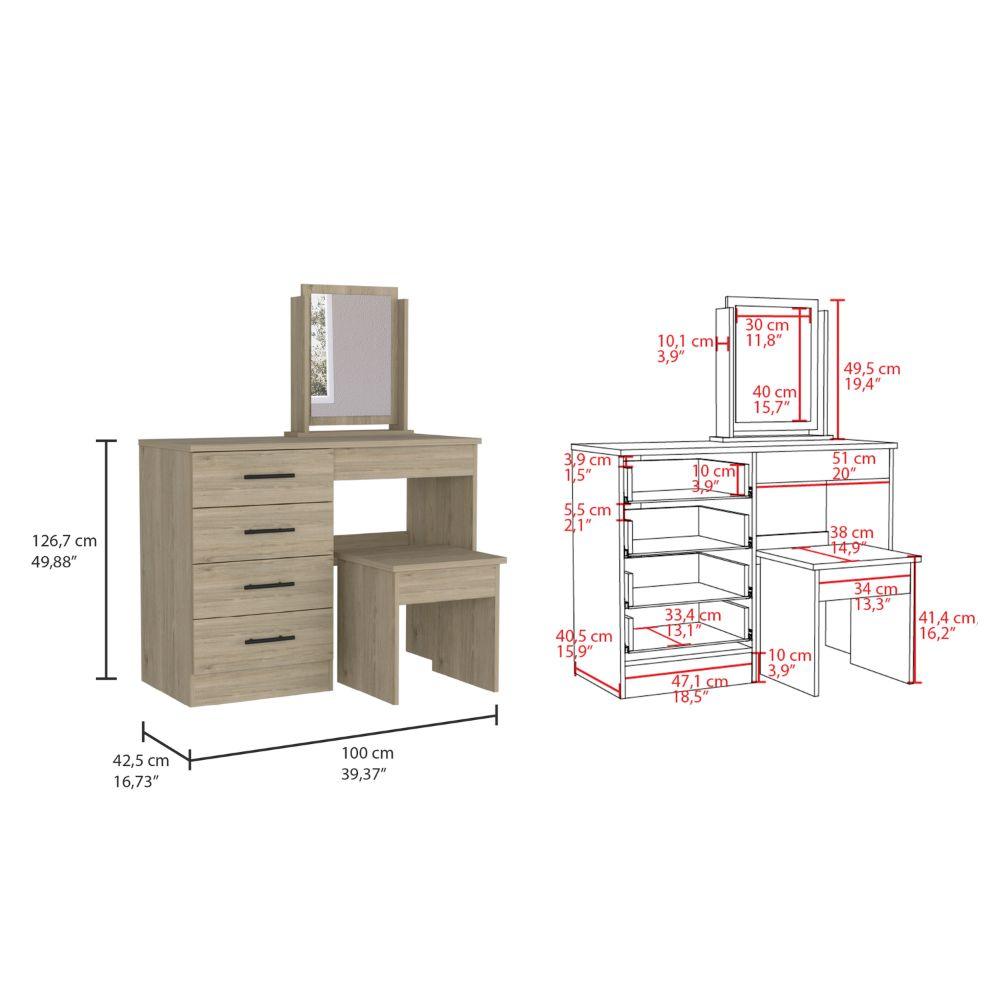 Mueble Tocador Okria  Rovere Y Blanco