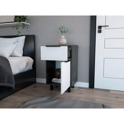 Mesa De Noche Okria Blanco Y Gris