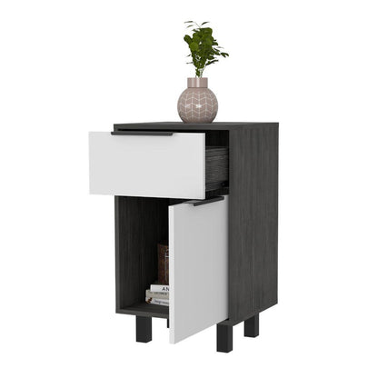 Mesa De Noche Okria Blanco Y Gris