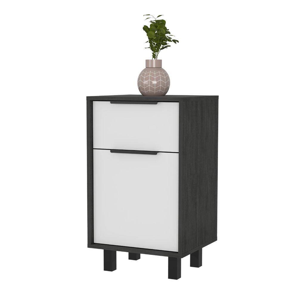 Mesa De Noche Okria Blanco Y Gris