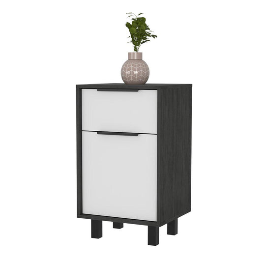 Mesa De Noche Okria Blanco Y Gris