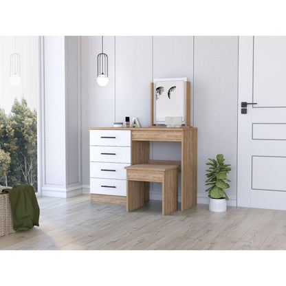 Mueble Tocador Okria Miel Y Blanco