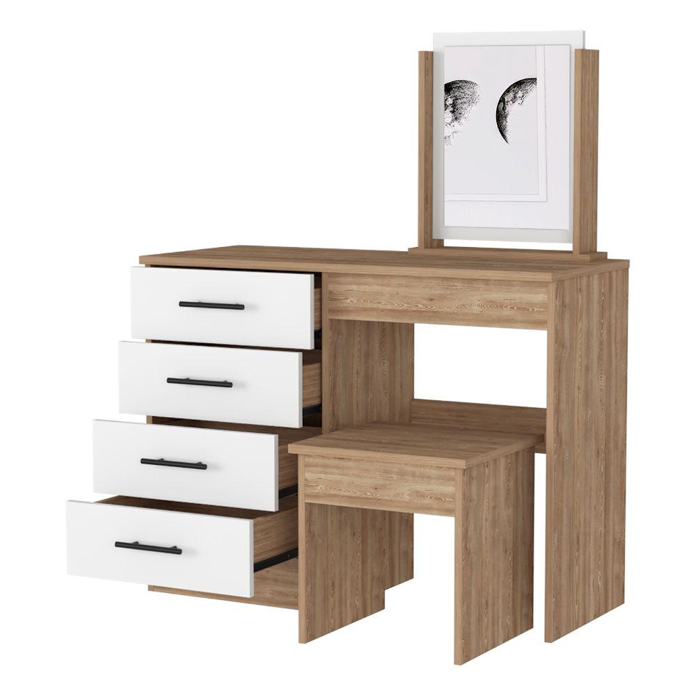 Mueble Tocador Okria Miel Y Blanco