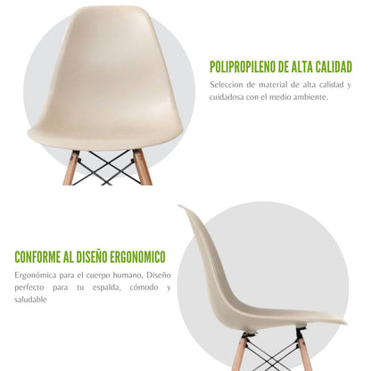Juego de Comedor Premium Haby con 4 Sillas Eames beige