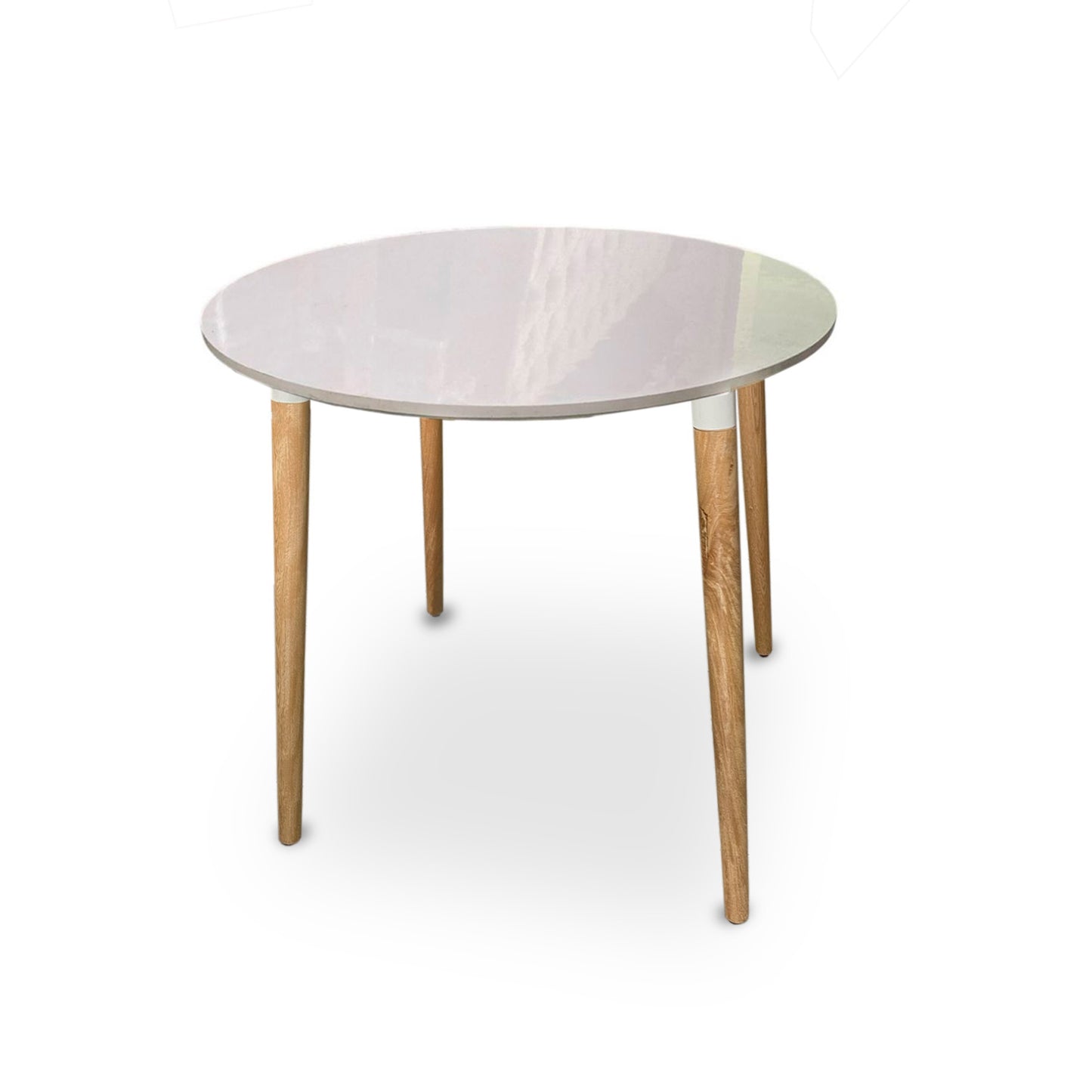 Juego de Comedor White redondo con 4 Sillas Eames Beige