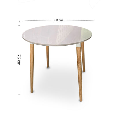 Juego de Comedor White redondo con 4 Sillas Eames Beige