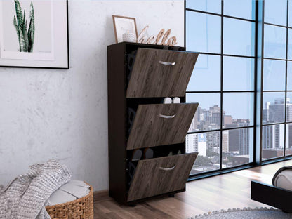 Mueble Auxiliar Zapatero Kampoya  Wengue Y Coñac