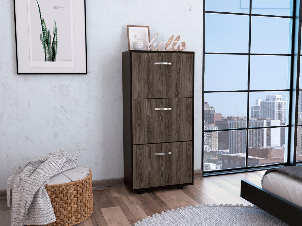 Mueble Auxiliar Zapatero Kampoya  Wengue Y Coñac
