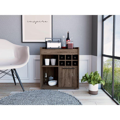 Bar Jorina, Chocolate Y Wengue, Para Almacenar Botellas Y Espacio Superior Para Ubicar Objetos Decorativos