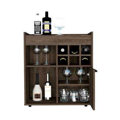 Bar Jorina, Chocolate Y Wengue, Para Almacenar Botellas Y Espacio Superior Para Ubicar Objetos Decorativos