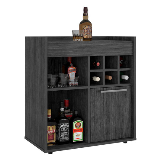 Bar Jorina, Gris, Para Almacenar Botellas Y Espacio Superior Para Ubicar Objetos Decorativos