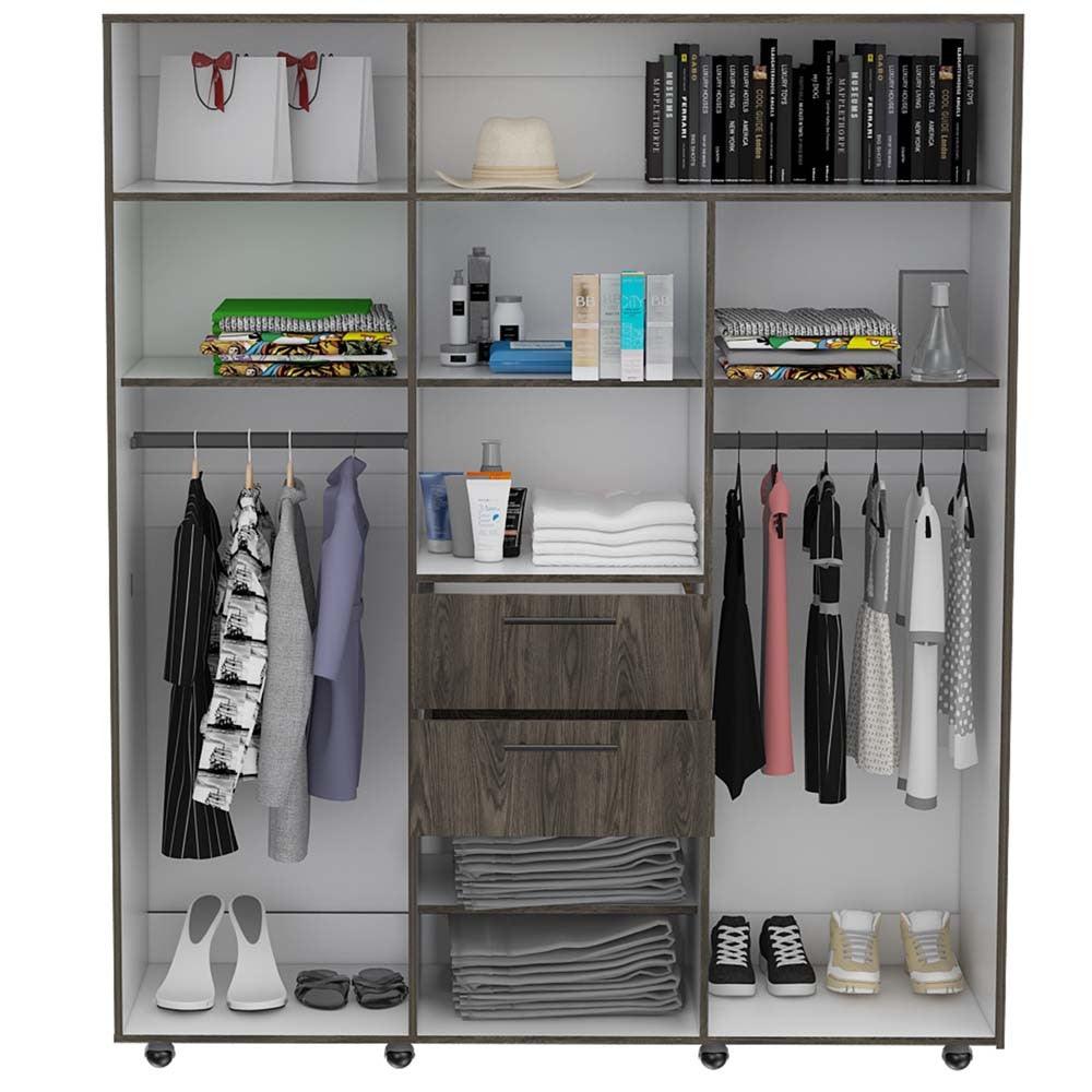 Closet Temora Con Espejo Chocolate Y Blanco