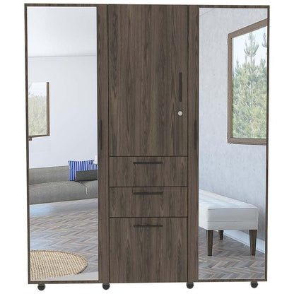 Closet Temora Con Espejo Chocolate Y Blanco