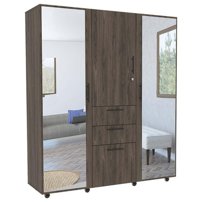 Closet Temora Con Espejo Chocolate Y Blanco