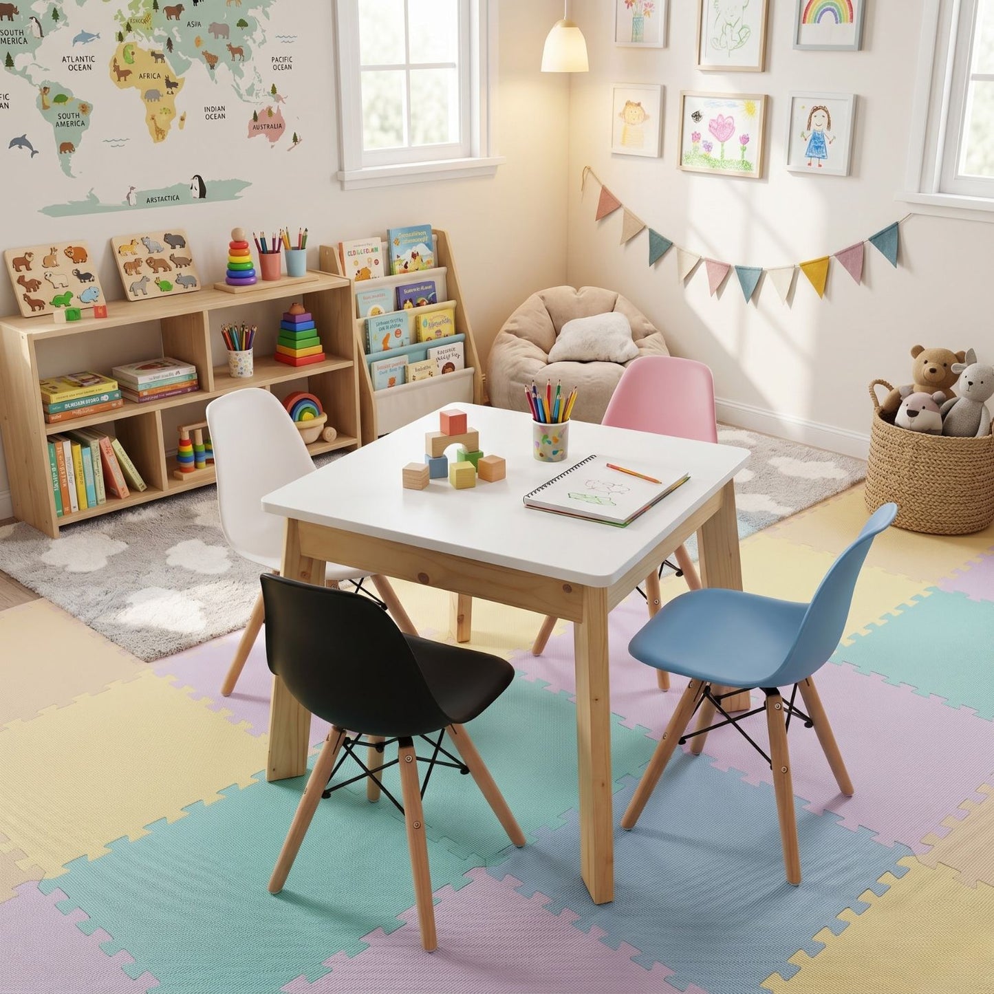 Mesa Multifuncional Infantil Cuadrada