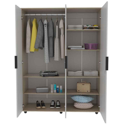 Closet Keire Con Espejo Rovere Y Blanco