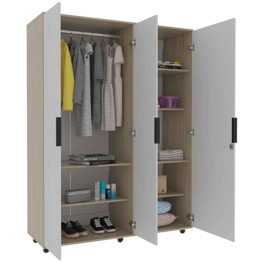 Closet Keire Con Espejo Rovere Y Blanco