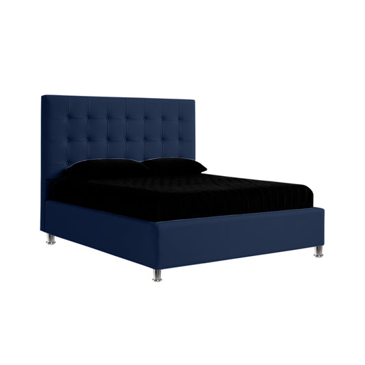 Base Cama con Espaldar + Colchon Sencillo Ilusion  azul