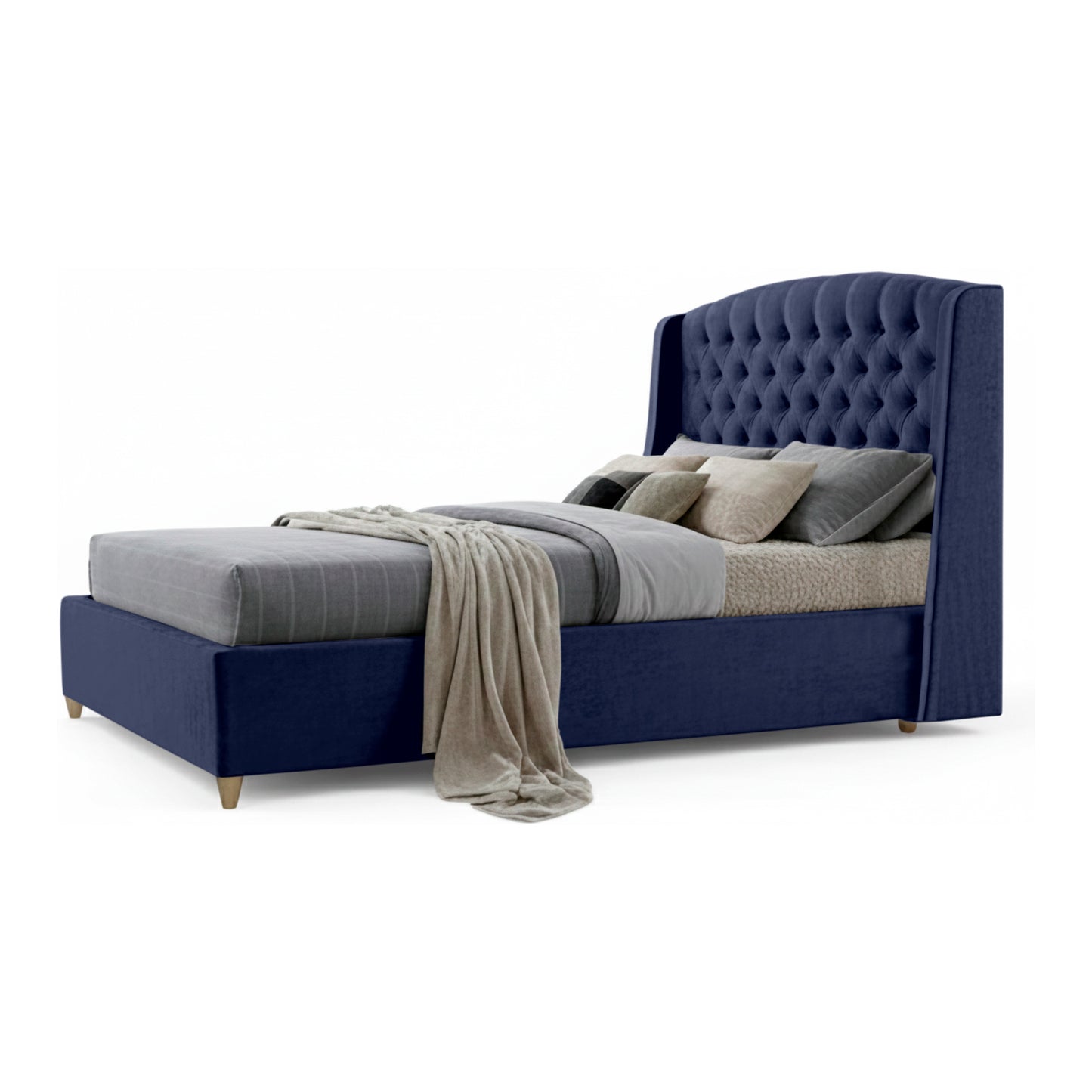 Base Cama Con Espaldar Doble Italia Azul