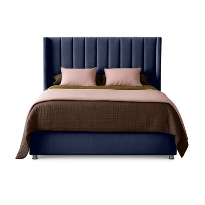 Base Cama Con Espaldar Sencillo Julieta Azul